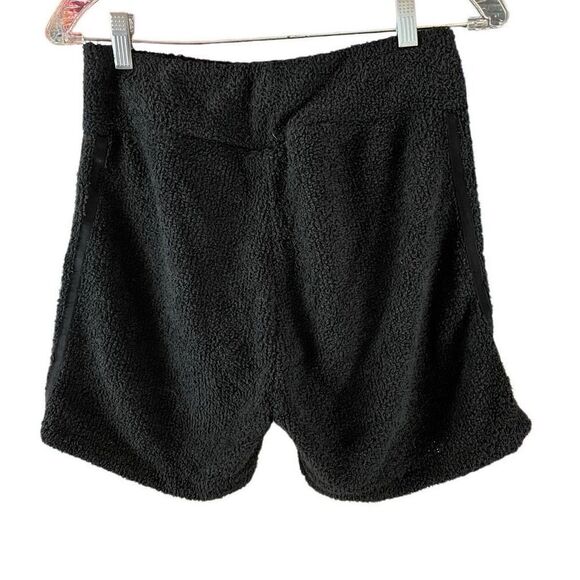 Adidas  Lounge Black Shorts Small Fuzzy Teddy Sherpa Fleece Athleisure - Picture 2 of 4